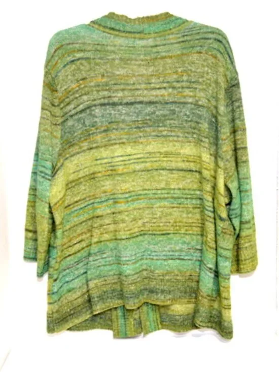 CJ Banks Women’s Green 3/4 Sleeve Deep V Neck Sweater - Picture 2 of 5